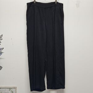 Eileen Fisher Wide Leg Pants Medium Black Side Zip Pocket Palazzo Old Money
